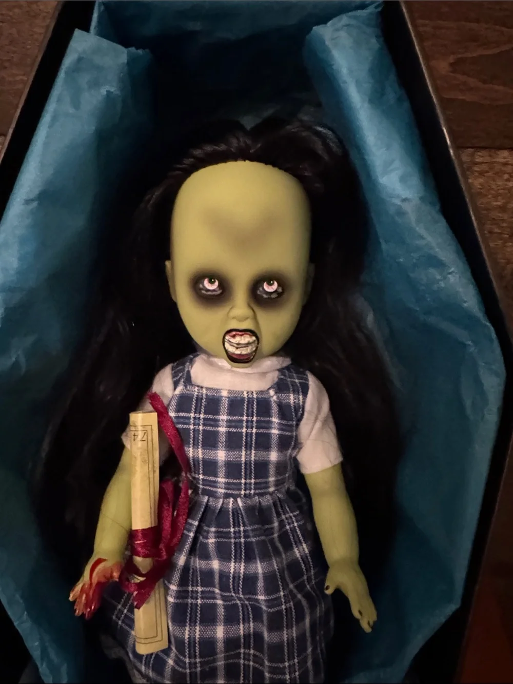 Dee K Living Dead Doll in Blue Plaid Dress - Collectible Kids Toy